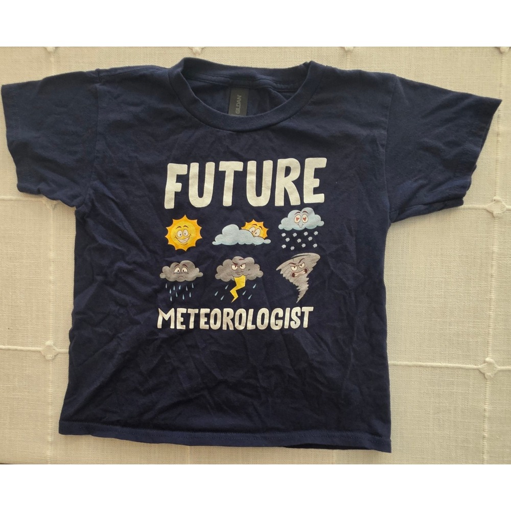 Gildan Youth Softstyle Future Meteorologist Graphic T-Shirt Navy Blue Small S